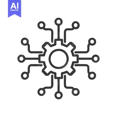Aset desain premium: Gear and Circuitry: A Modern Technology Icon on White Background