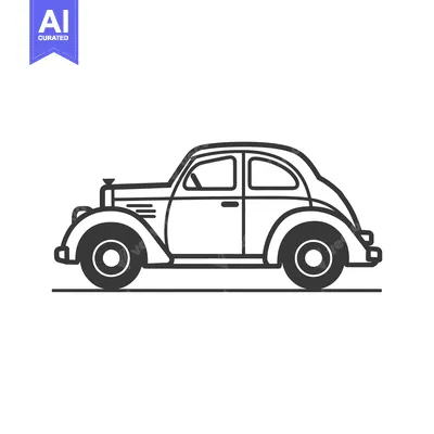 A simple and stylish black and white vintage automobile drawing