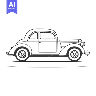 Popular premium asset: A classic vintage car depicted in a simple black and white outline