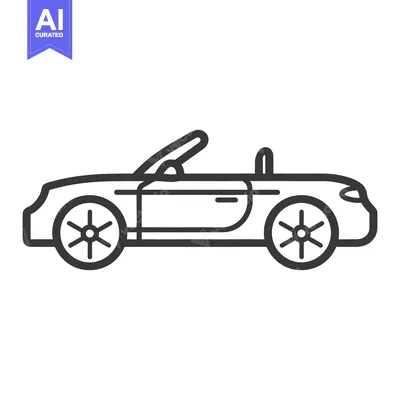 Aset desain premium: A simple black line drawing of a convertible automobile