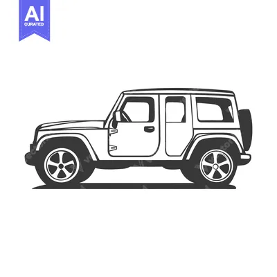 Aset premium populer: Detailed illustration shows a side view of a four by four vehicle