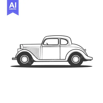 Aset premium populer: A classic stylized black and white side view of a coupe car