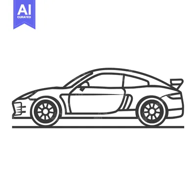 Aset premium populer: Outlined image featuring a sporty car with its visible features