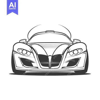 Aset premium populer: Black and white illustration of a modern futuristic automobile design