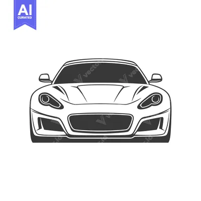 Aset premium populer: A simple front facing illustration depicting a sports car design
