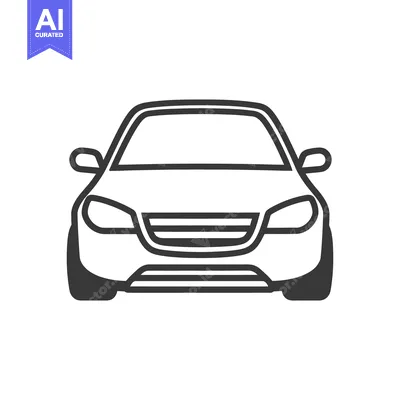 Aset desain premium: A frontal view depiction of an automobile in simplistic vector form