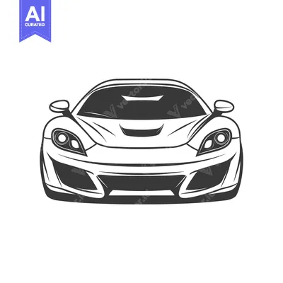 Aset desain premium: A stylish black and white illustration of a sleek sports car