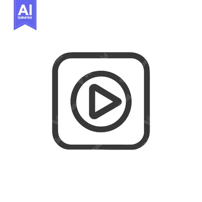 Aset desain premium: Play Button Icon: Rounded Square with Triangle in Circle, Dark Gray