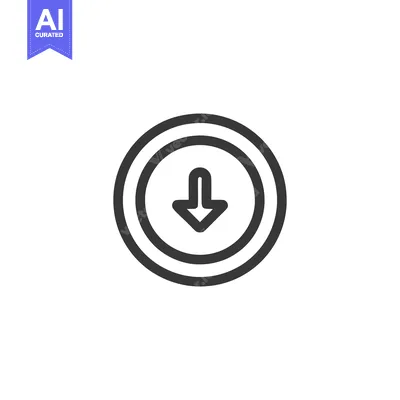 Aset premium populer: Minimalist Down Arrow Icon: Circular Design, Clean Lines, Modern Symbo