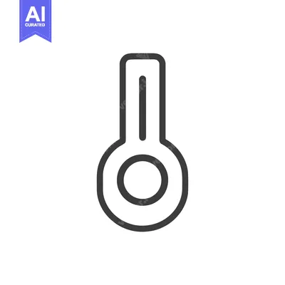 Aset desain premium: Minimalist Thermometer Icon: Clean Line Art on White Background