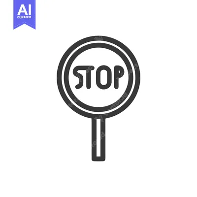 Aset premium populer: Minimalist Stop Sign Icon: Bold Outline, Clear Message, White Backgrou