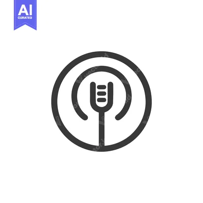 Aset desain premium: Minimalist Fork Icon in Circle, Food Symbol, Restaurant Logo Design