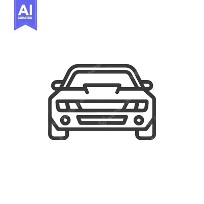 Premium design asset: Sleek Car Front View Outline Icon on White Background