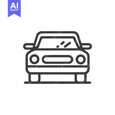 Aset desain premium: Car Front View Outline Icon, Transportation Symbol, Automotive Design