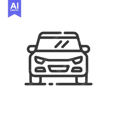 Premium design asset: Minimalist Car Icon: Front View, Clean Line Art Design on White Backgr