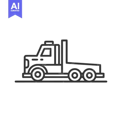 Aset desain premium: Minimalist Line Art: Flatbed Truck Icon on White Background