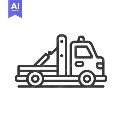 Aset premium populer: Minimalist Tow Truck Icon: Bold Outline, Automotive Assistance Symbol