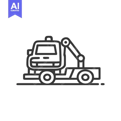 Aset desain premium: Minimalist Line Art: Tow Truck Icon on White Background