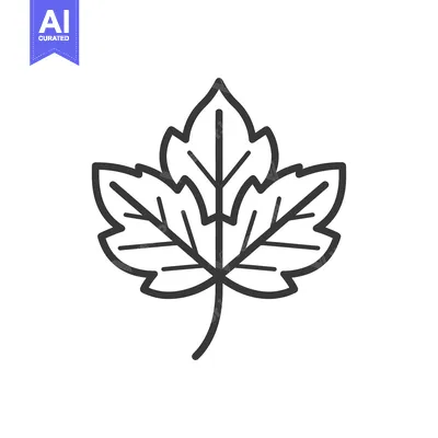 Aset desain premium: A simple outline illustration of a single leaf on white
