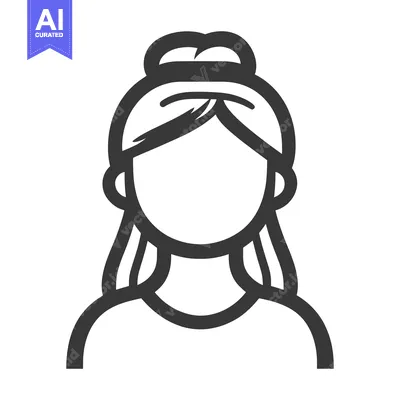 Aset premium populer: The outline of a woman with long hair and a bun