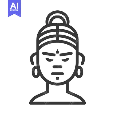 Premium design asset: This stylized illustration shows a serene face of a human figure