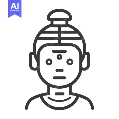 Aset desain premium: A simplified graphic depicting a human head with unique markings
