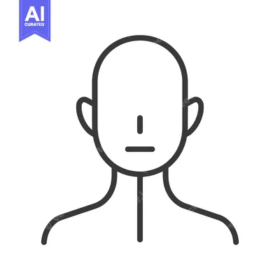 Aset premium populer: Simple outlined drawing depicts the head and shoulders of a person