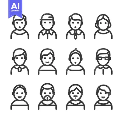 Aset premium populer: Minimalistic line drawing illustrations representing different people