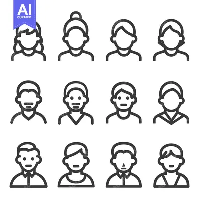 Popular premium asset: Stylized linear illustrations of diverse human faces and head shapes