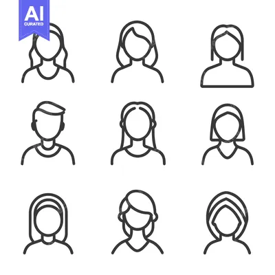 Premium design asset: Simplified graphical representations of diverse people depicted with s