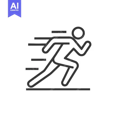 Aset premium populer: Dynamic Runner Icon: Minimalist Line Art for Speed and Motion