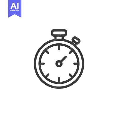 Aset desain premium: Minimalist Stopwatch Icon: Precise Timekeeping in Bold Outline Design