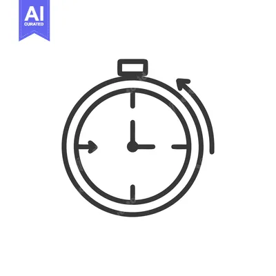 Aset desain premium: Minimalist Stopwatch Icon with Arrow, Time Management Concept, Outline