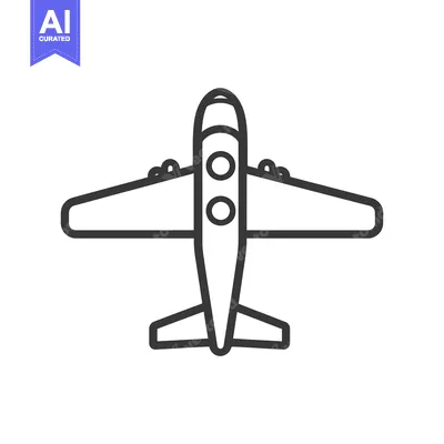Aset desain premium: A simple graphic depiction of a passenger airplane ready to fly