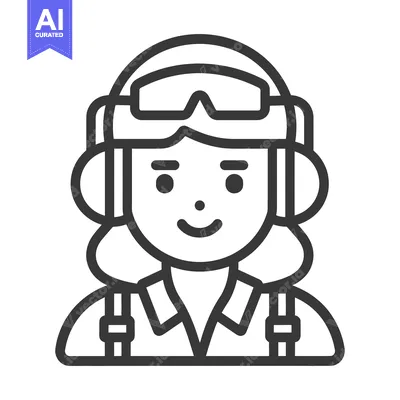 Premium design asset: A female character wearing a helmet and smiling at the viewer