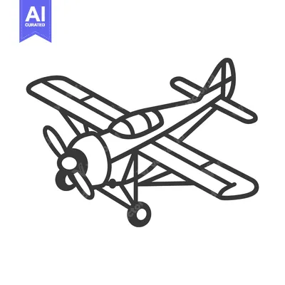 Aset premium populer: A simple vector illustration depicting a small propellor driven aircra
