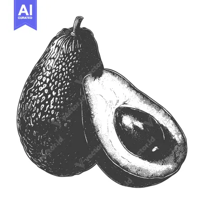 Popular premium asset: A single avocado and a halved one illustration on white background