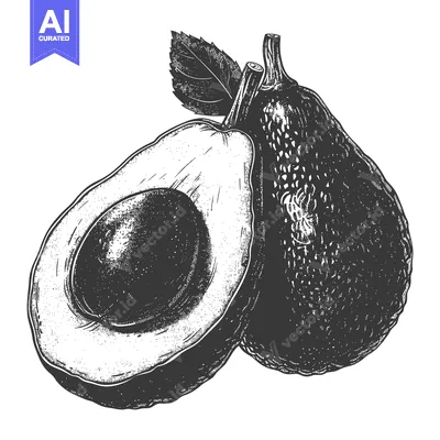 Premium design asset: Two avocados and a leaf are shown in this image