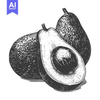 Popular premium asset: Three Avocados and One Cut Open with a Dark Seed