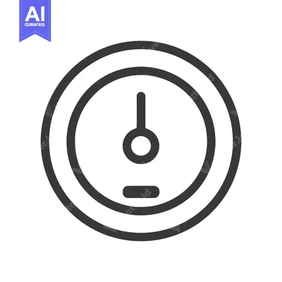 Aset desain premium: Minimalist Gauge Icon: Precise Measurement Tool in Black and White Des