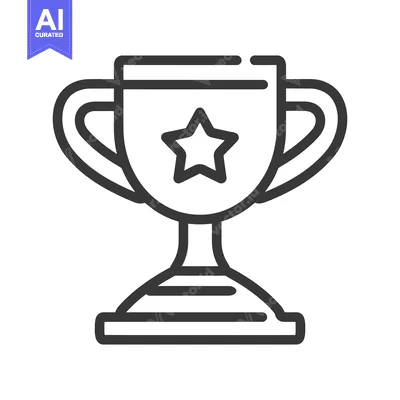 Aset premium populer: A monochrome line art image of a trophy cup symbol