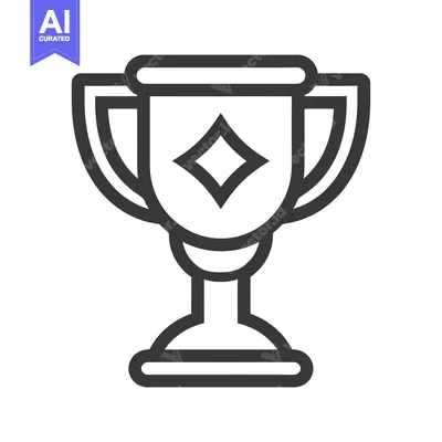 Aset premium populer: A simple black and white illustrated trophy on a white background