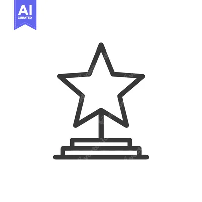 Aset premium populer: Minimalist Star Award Icon: Black Outline on White Background