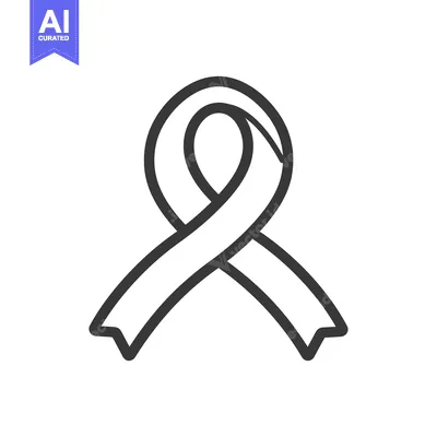 A graphic black and white awareness ribbon representing support and ho