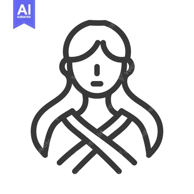 Aset desain premium: A simplistic monochrome outline drawing of a female person
