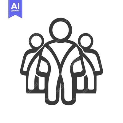 Aset desain premium: A simple icon depicting a group of three individuals together