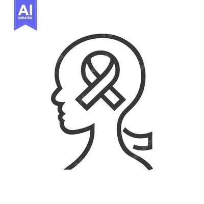 Aset premium populer: A human head silhouette with a ribbon symbol inside of it