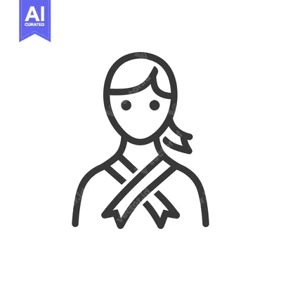 Premium design asset: A simple line drawing depicting a woman wearing a sash