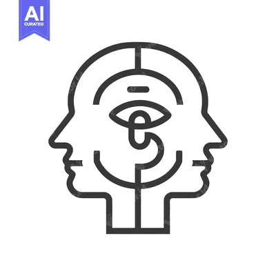 Aset desain premium: A symmetrical artistic representation depicting two interconnected hum