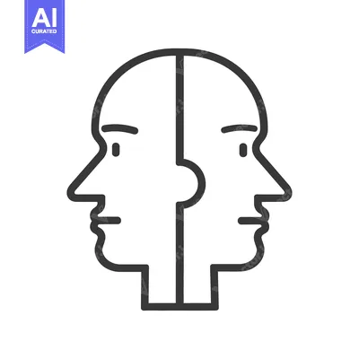 Aset premium populer: Two human faces are displayed side by side in an illustration